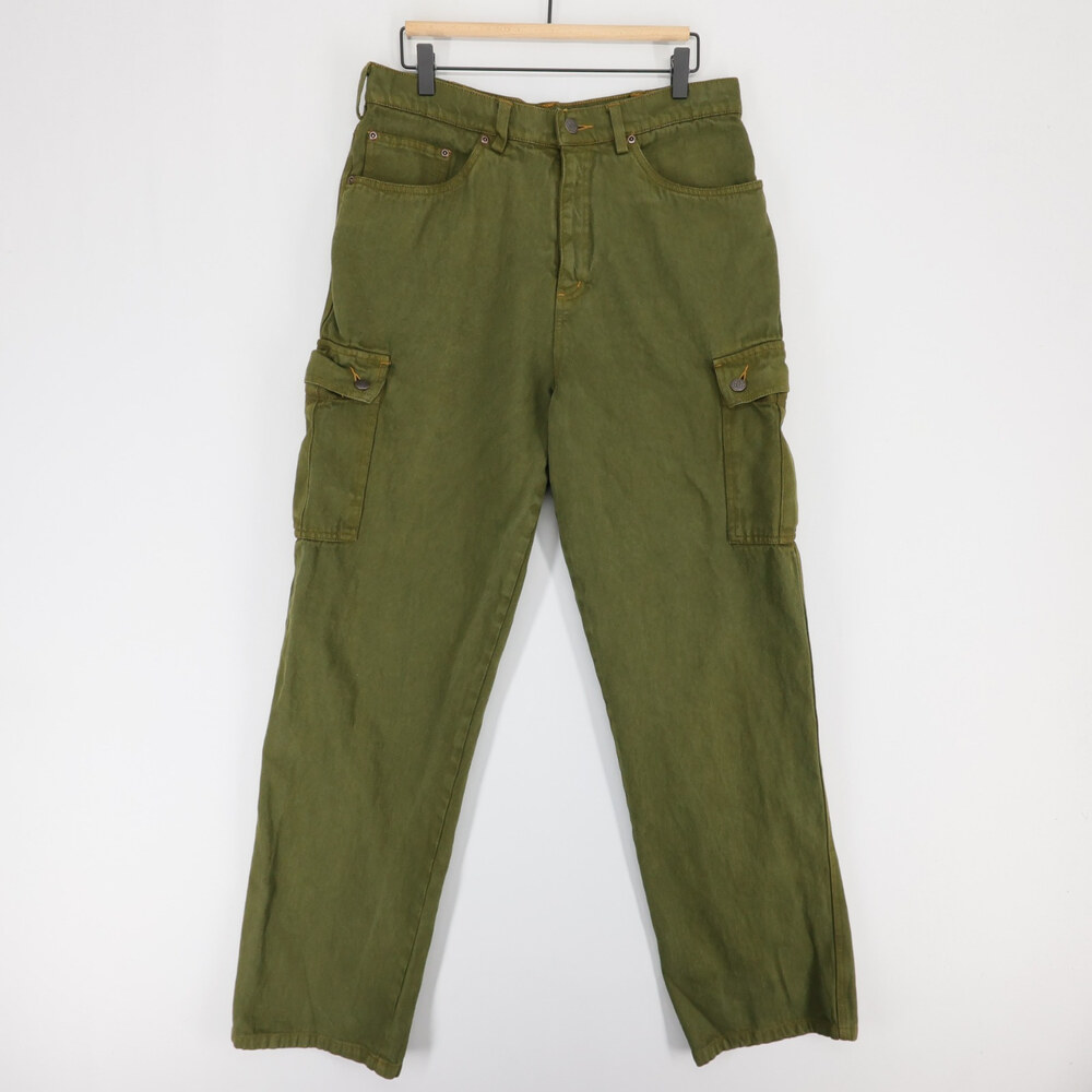 Spirit Stream Cargo Pants Mens 34 Green Hemp Blend Straight Leg Relaxed Fit